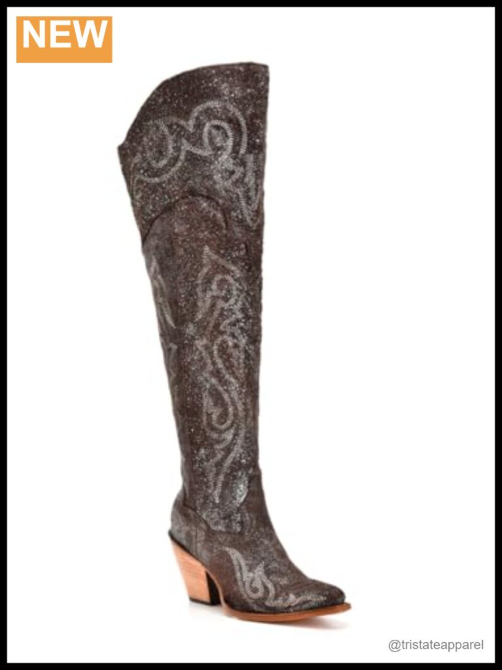 Over-the-Knee Equestrian Boots Cowhide Leather Pointed Toe Zip